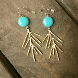 NWOT Turquoise Pine tree Needle Earrings